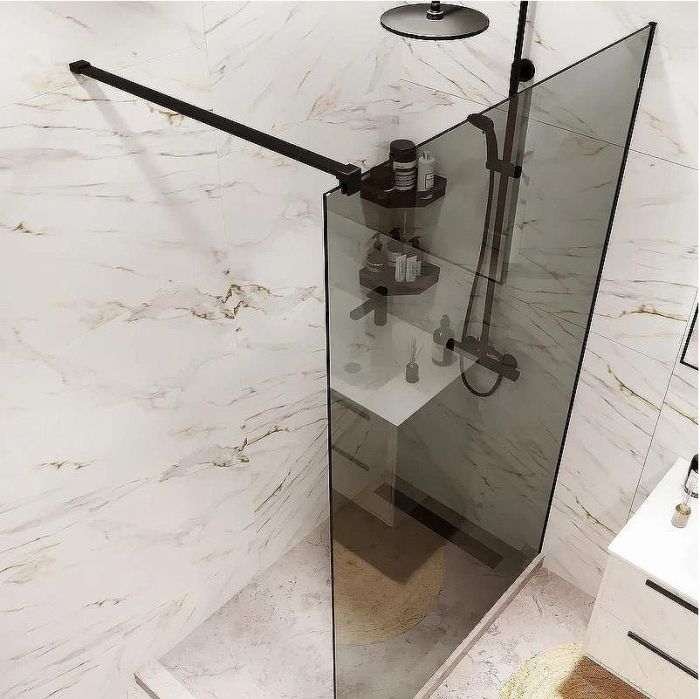 Душевая перегородка Reflexion Walk in 100 RX200100TBL-15 профиль Черный матовый стекло тонированное