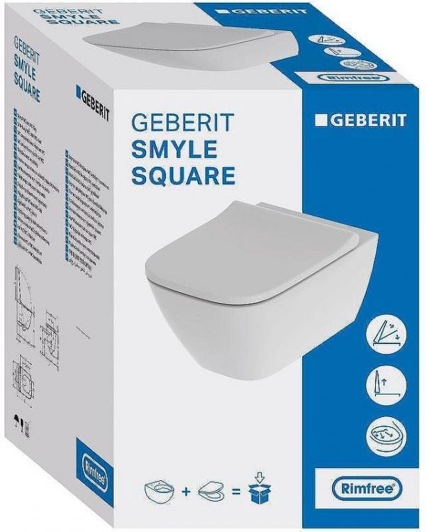 Унитаз Geberit Smyle Square 500.683.00.2 подвесной с сиденьем Микролифт