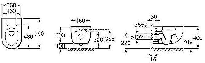 Унитаз Roca Meridian 346247000 подвесной без сиденья