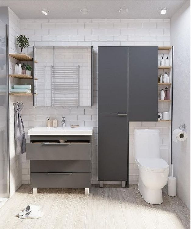 Шкаф пенал 1MarKa Gaula 60Н У92548 над унитазом Графит матовый Шкаф пенал 1MarKa Gaula 60Н У92548 над унитазом Графит матовый