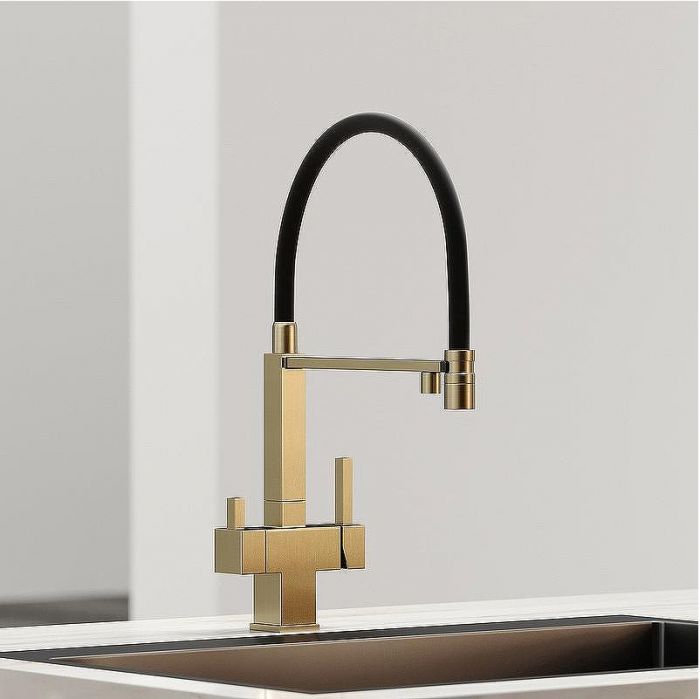 Смеситель для кухни Sancos Moro SC4006BG Золото брашированное Черный