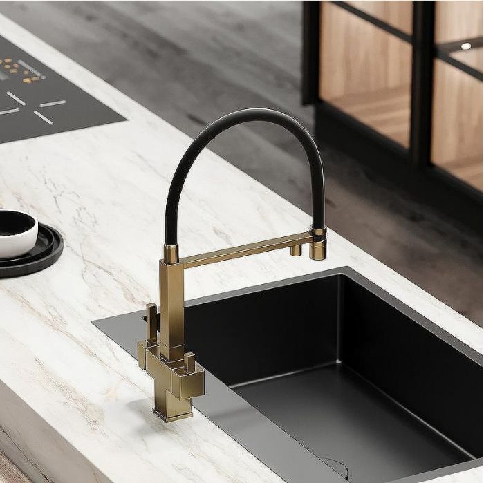 Смеситель для кухни Sancos Moro SC4006BG Золото брашированное Черный