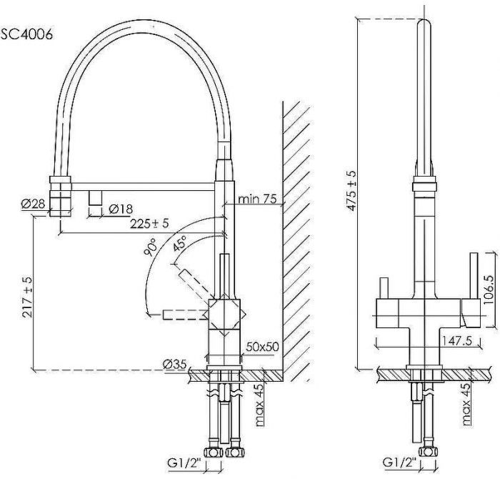 Смеситель для кухни Sancos Moro SC4006BG Золото брашированное Черный