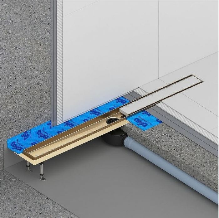 Душевой лоток Timo Drain System 60 DS230206/17 с решеткой Золото матовое / под плитку