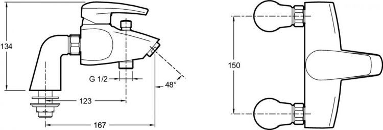 Смеситель на борт ванны Jacob Delafon Panache E71242-CP, хром