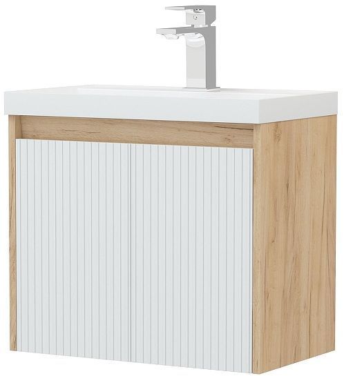 Тумба под раковину Corozo Блисс 60 SD-00002026 подвесная цвет Белый Дуб крафт