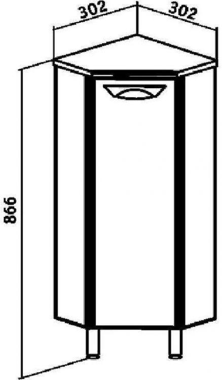 Тумба Runo Эконом 30 R 00000000005 угловая Белая