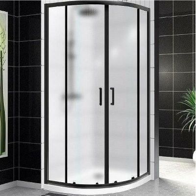 Душевой уголок BelBagno Uno 90х90 UNO-195-R-2-90-P-NERO профиль Черный матовый стекло рифленое