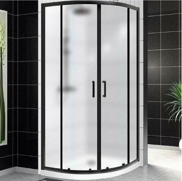 Душевой уголок BelBagno Uno 90х90 UNO-195-R-2-90-P-NERO профиль Черный матовый стекло рифленое