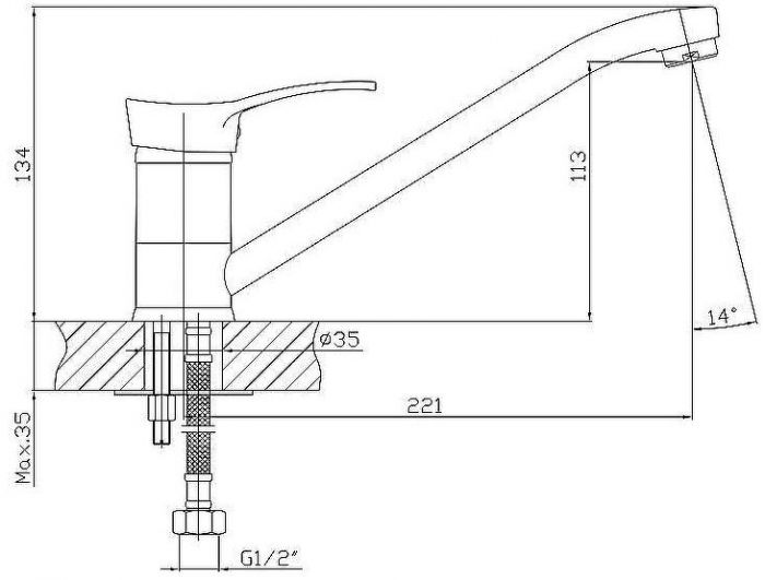 Смеситель для кухни Viko V-6003 Хром