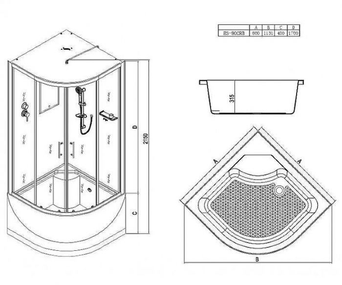 Душевая кабина Esbano ES-80CRB 80x80 ESKB80CRB без гидромассажа
