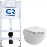 Комплект унитаза Ceramicanova Vogue CN4008T с инсталляцией Charus City CR.200.21.01 с сиденьем Микролифт и клавишей смыва Хром глянцевый