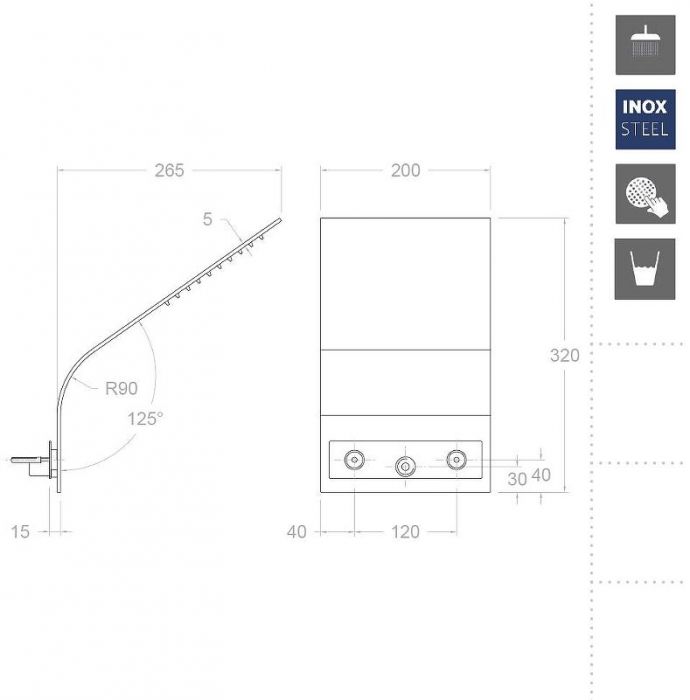 Верхний душ Ramonsoler Hidroterapia RIKS Хром