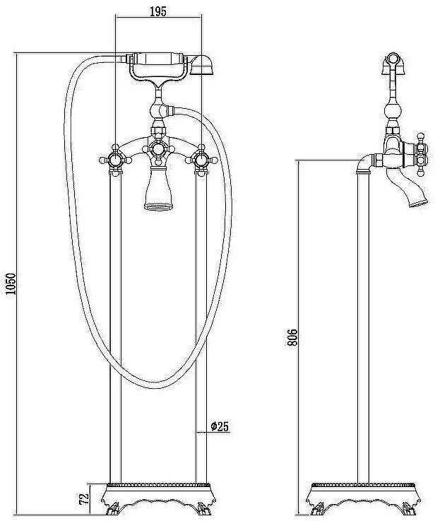 Смеситель для ванны Abber Klassik AF8415G Золото