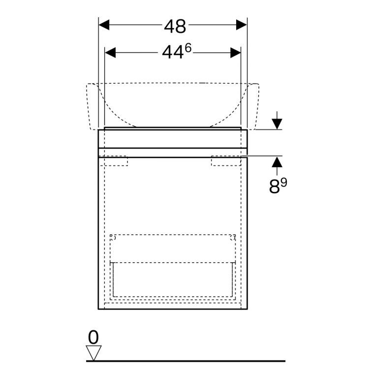 Тумба под раковину Geberit Renova Nr. 1 Plan, 48x40, темно-серый матовый [869551000]