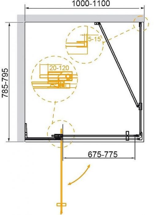 Душевой уголок Cezares Slider 110x80 SLIDER-AH-1-80-100/110-BR-Cr профиль Хром стекло бронзовое