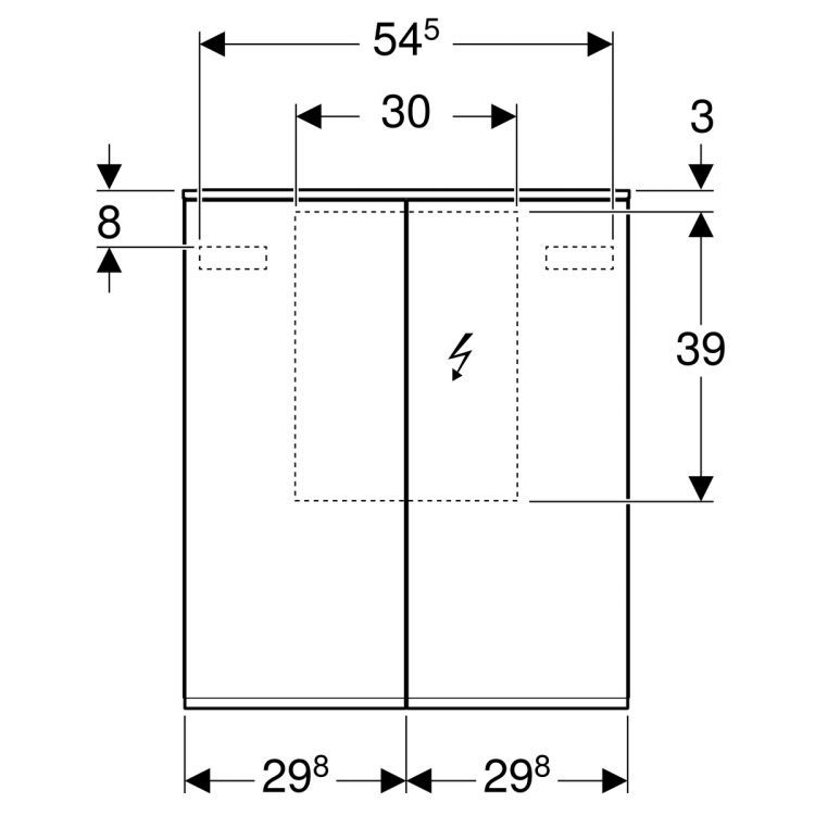 Зеркальный шкафчик Geberit Option Plus с подсветкой 60х70х15 [500.593.00.1]