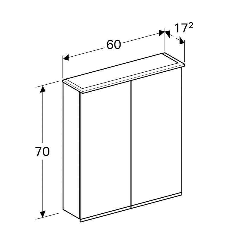 Зеркальный шкафчик Geberit Option Plus с подсветкой 60х70х15 [500.593.00.1]