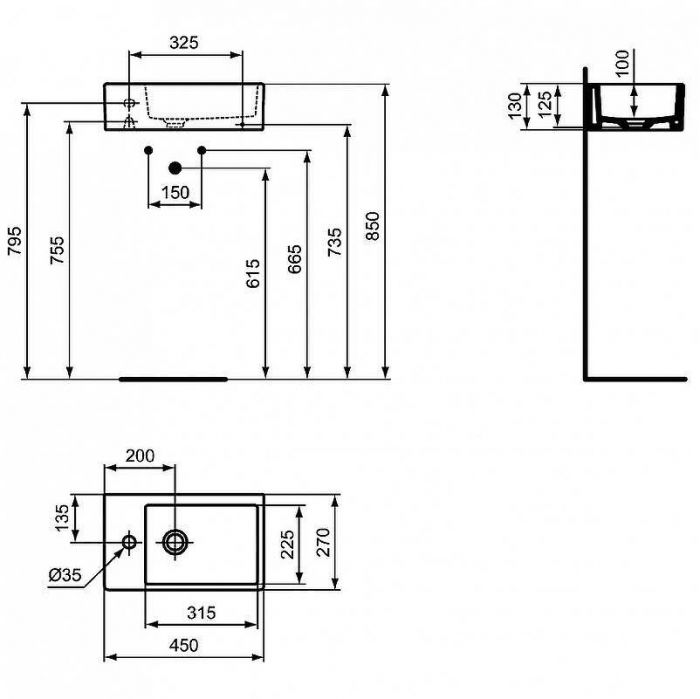Раковина Ideal Standard Strada 45 L K081701 Евробелая