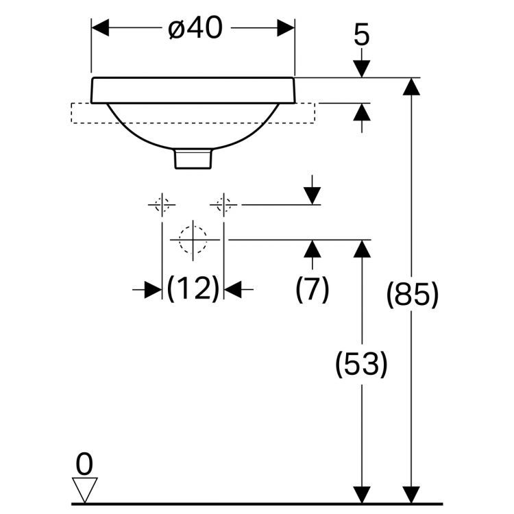 Раковина Geberit VariForm круглой формы, D=40 см, без отв. под смеситель, без отв. перелива [500.702.01.2]