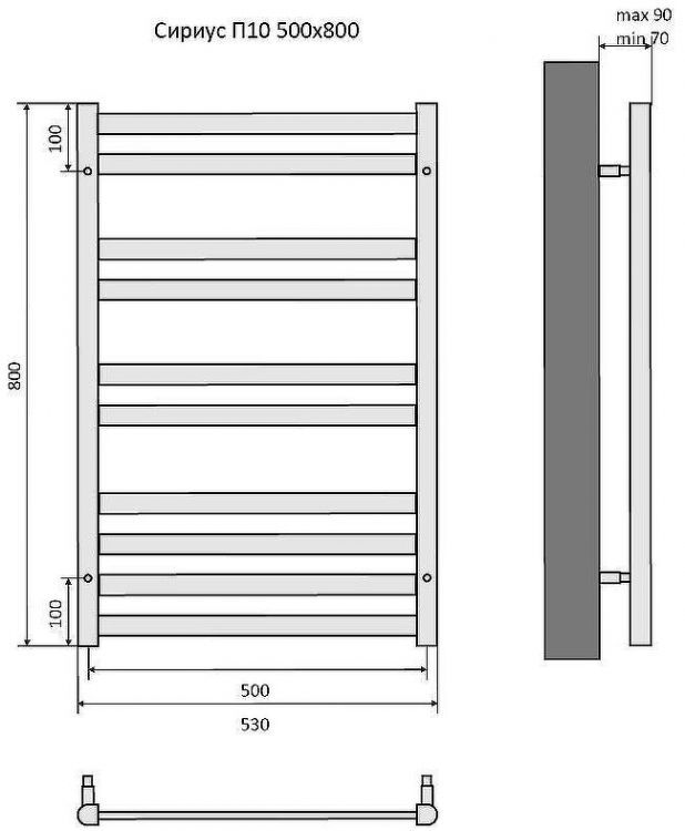 Водяной полотенцесушитель Aquatek Сириус П10 500x800 AQ DP1080BL Черный муар Водяной полотенцесушитель Aquatek Сириус П10 500x800 AQ DP1080BL Черный муар
