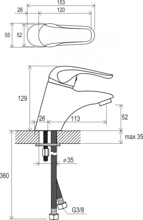 Смеситель для умывальника Ravak Rosa RS 012.00 X070022 Смеситель для умывальника Ravak Rosa RS 012.00 X070022