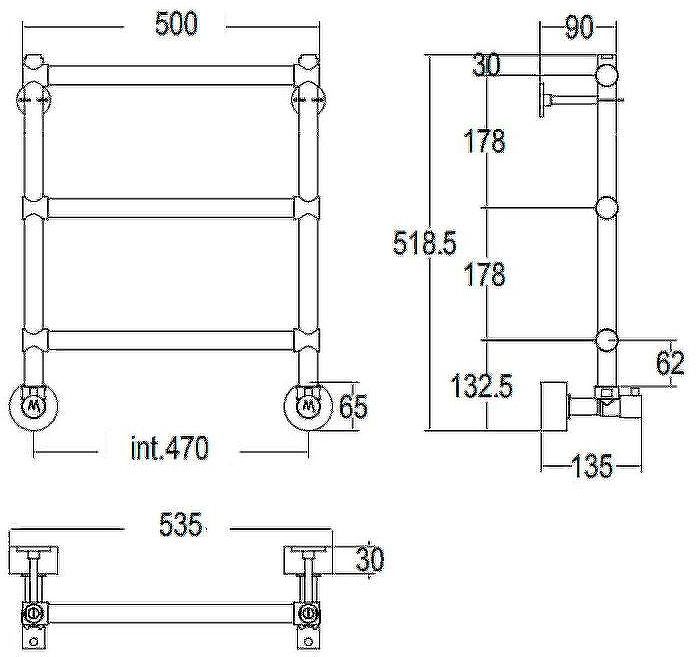 Водяной полотенцесушитель Margaroli Sole 4404703OBN Бронза