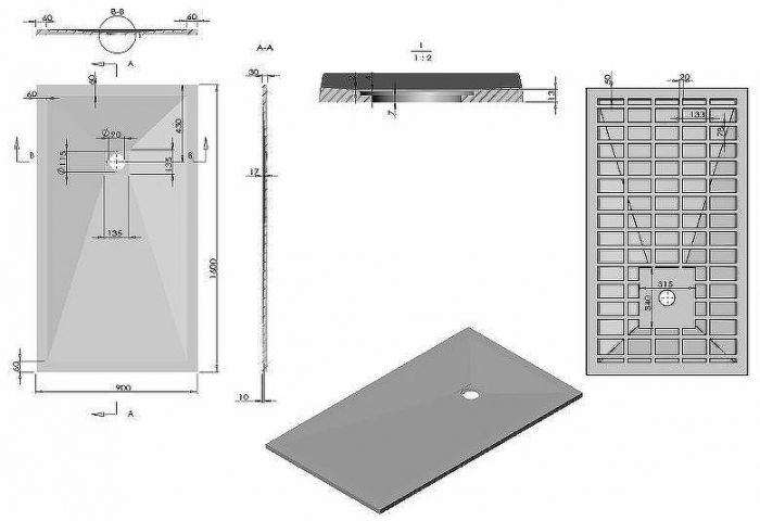 Душевой поддон из искусственного камня Vincea 160x90 VST-4SR9016A Антрацит