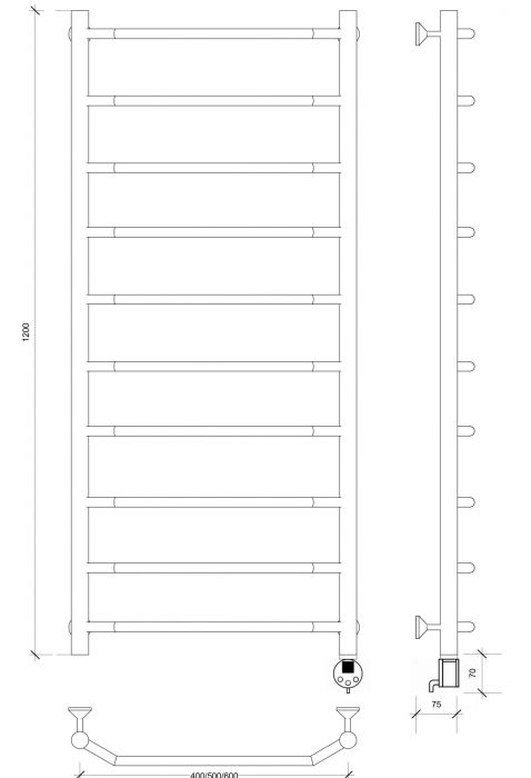 Полотенцесушитель электрический Secado Агата 1 120x60 хром