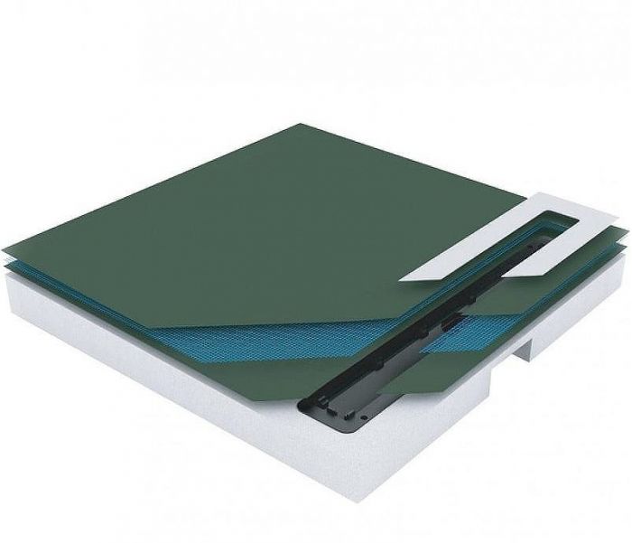 Душевой поддон из вспененного полистирола Pestan 120х120 Confluo Board Uni 40007822G под плитку со встроенным душевым лотком Frameless Line 550