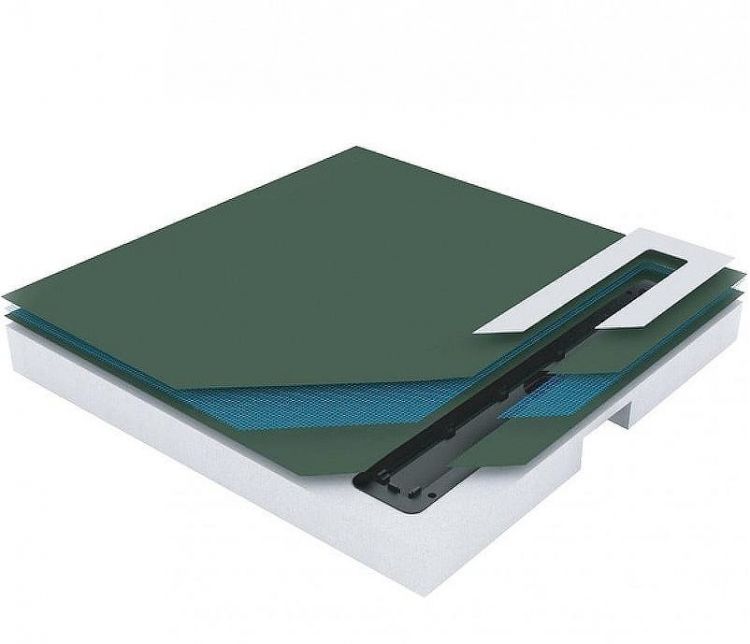 Душевой поддон из вспененного полистирола Pestan 120х120 Confluo Board Uni 40007822G под плитку со встроенным душевым лотком Frameless Line 550