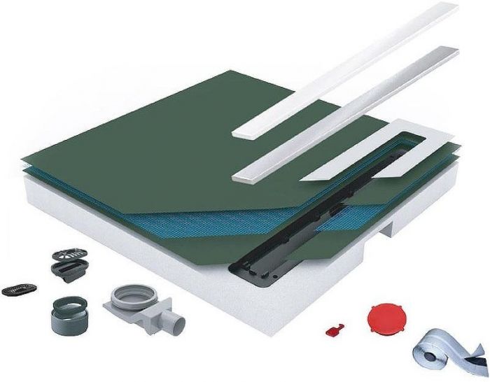 Душевой поддон из вспененного полистирола Pestan 120х120 Confluo Board Uni 40007822G под плитку со встроенным душевым лотком Frameless Line 550