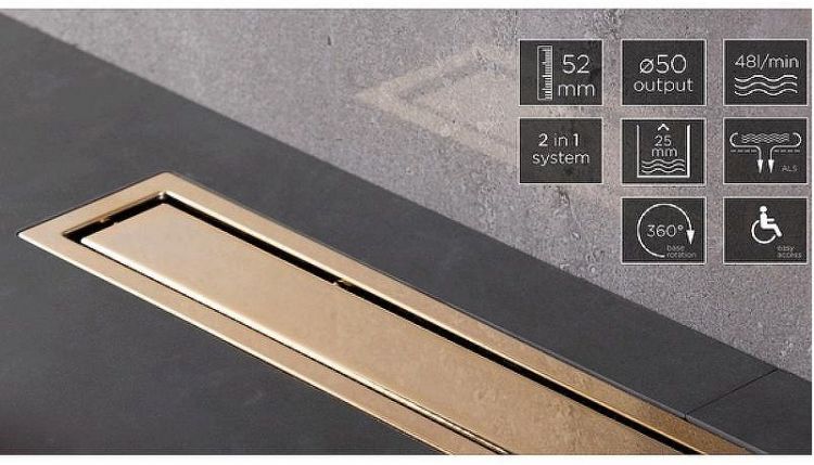 Душевой поддон из вспененного полистирола Pestan 120х120 Confluo Board Uni 40007822G под плитку со встроенным душевым лотком Frameless Line 550