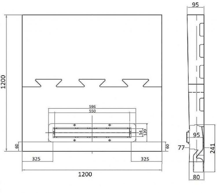 Душевой поддон из вспененного полистирола Pestan 120х120 Confluo Board Uni 40007822G под плитку со встроенным душевым лотком Frameless Line 550