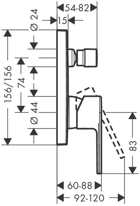 Hansgrohe Vernis Shape Смеситель для ванны, встраиваемый, внешняя часть, цвет: хром