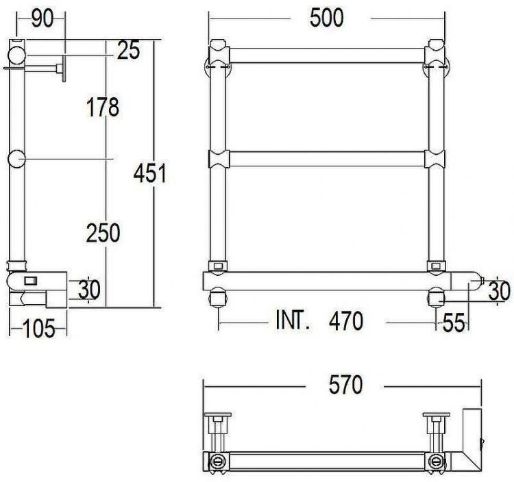 Электрический полотенцесушитель Margaroli Sole 540-3 BOX 5404703CRNB Хром