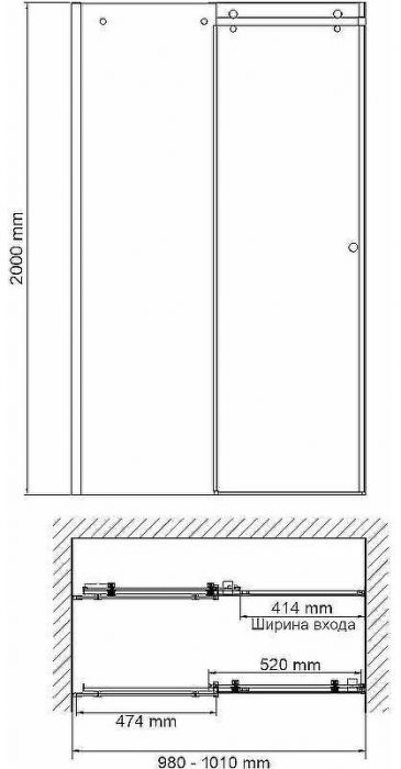 Душевая дверь WasserKRAFT Vils 100 56R12 профиль Хром стекло прозрачное