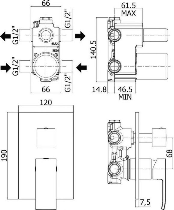 Смеситель для душа Paffoni Elle EL019NO/M Черный матовый