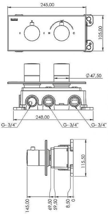 Душевая система Teska Teona T4100C с термостатом Хром Душевая система Teska Teona T4100C с термостатом Хром