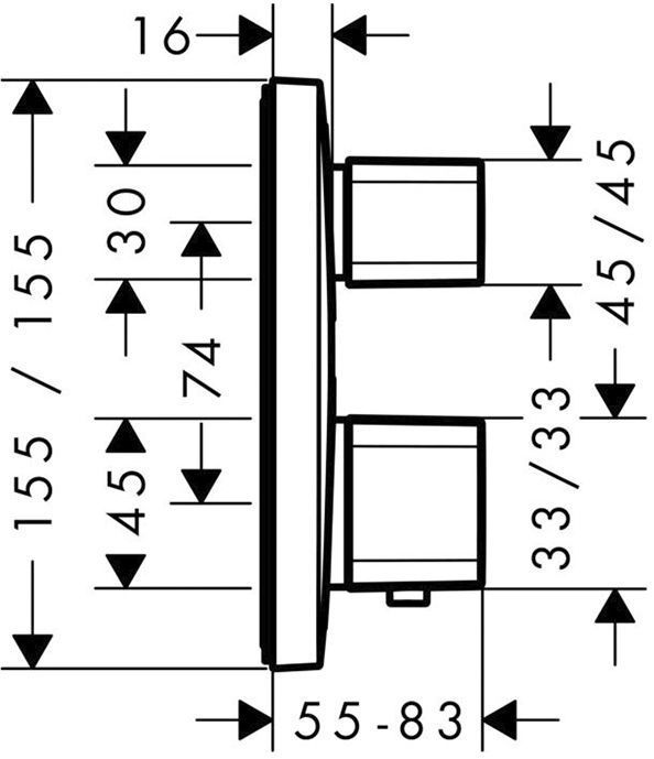 Hansgrohe Ecostat E Смеситель для душа, встраиваемый, термостатический, цвет: хром