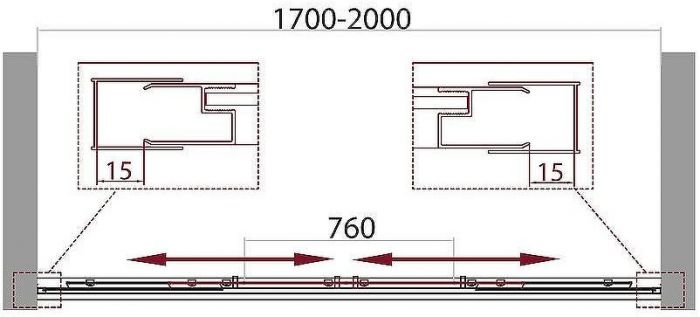 Душевая дверь BelBagno Unique 200 UNIQUE-BF-2-170/200-P-Cr профиль Хром стекло рифленое