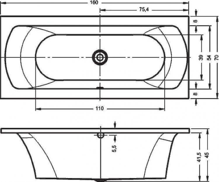 Акриловая ванна Riho Lima 160x70 B050001005 (BB4200500000000) без гидромассажа
