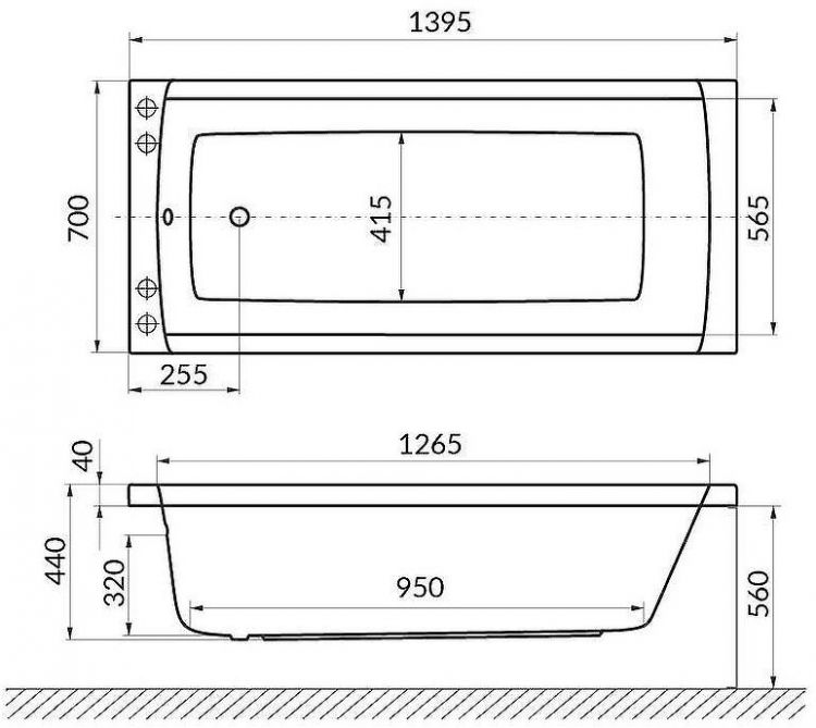 Акриловая ванна Excellent Aquaria 140x70 WAEX.AQU14.RELAX.BR с гидромассажем