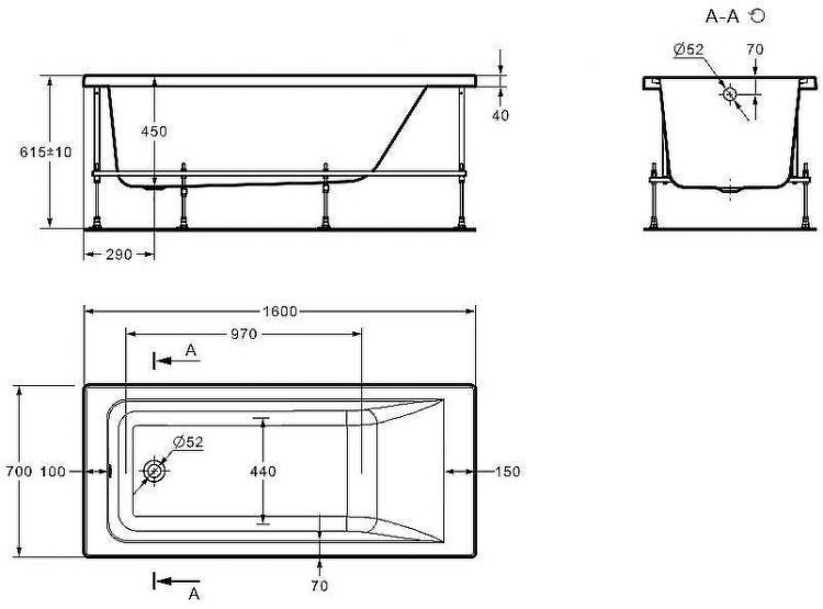 Акриловая ванна Roca Easy 160x70 ZRU9307663 без гидромассажа