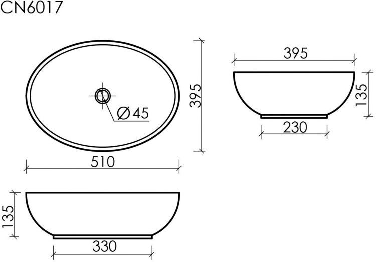 Умывальник CERAMICANOVA Element чаша накладная овальная (цвет Белый Матовый) CN6017MW