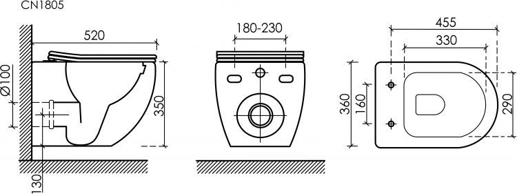 Унитаз подвесной Ceramicanova MIA CN1805