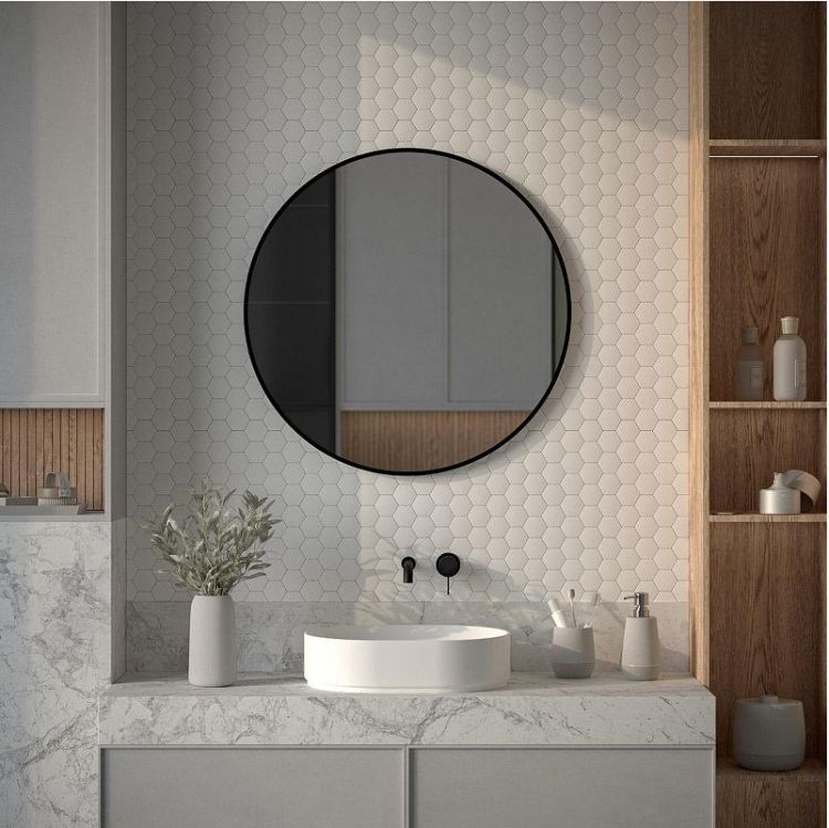 Зеркало Defesto Aura 80х80 DF 2985 с подсветкой 25W-4500K/Без выключателя/Нейтральный белый свет/Черная рама