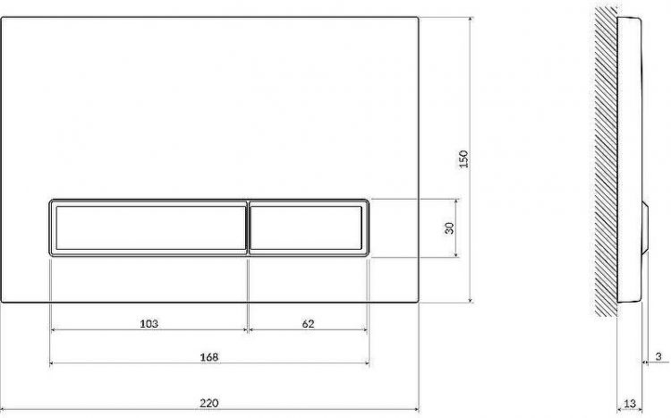 Клавиша смыва Cersanit Blick 64114 Хром глянцевый