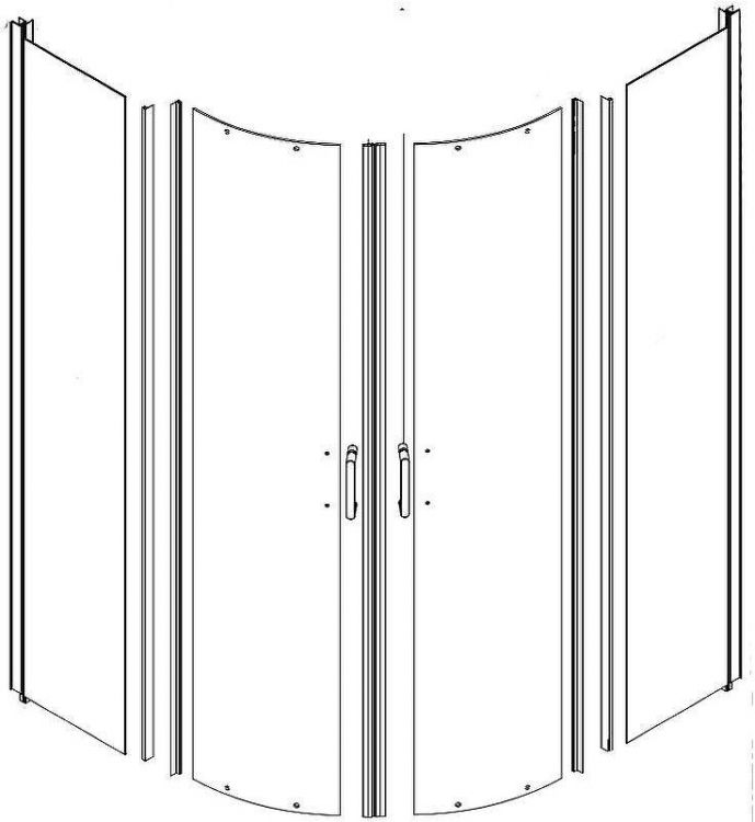 Душевая дверь для кабины Aquanet Passion R №1/4 215020 профиль Серебро стекло прозрачное