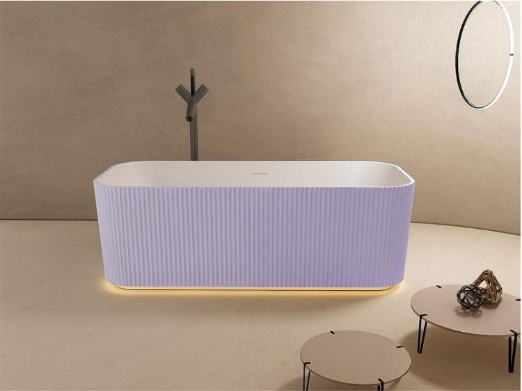 Ванна из искусственного камня Abber Stein 170x75 AS9663Violett Фиолетовая без гидромассажа